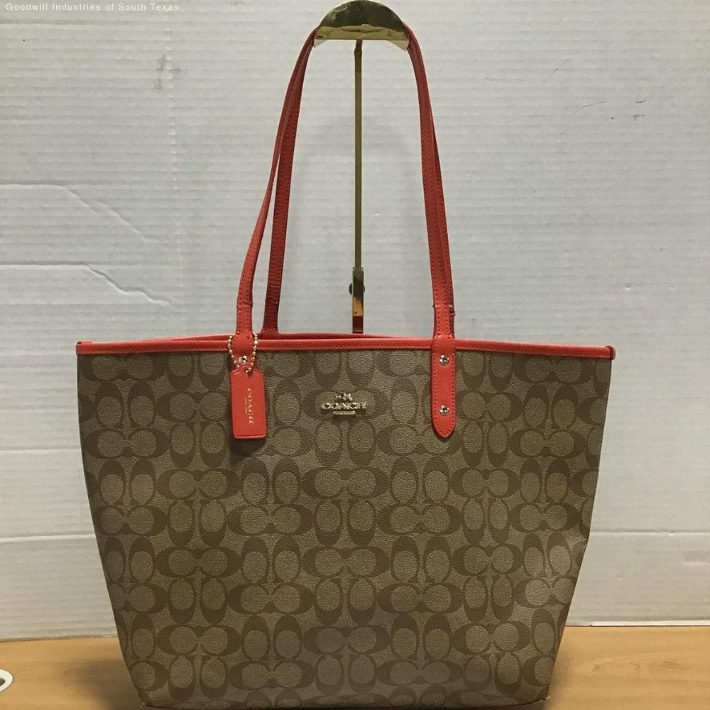 Coach Signature Coated Canvas Brown Tote